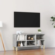 vidaXL Tv-meubel met massief houten poten 103,5x30x50 cm betongrijs