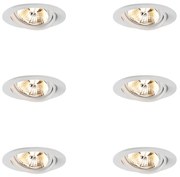 Set van 6 Moderne inbouwspot wit kantelbaar AR70 - Cisco