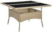 vidaXL Tuintafel poly rattan en glas beige