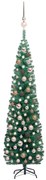 vidaXL Kunstkerstboom met LED's en kerstballen smal 210 cm groen