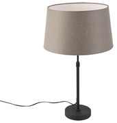 Tafellamp zwart met linnen kap taupe 35 cm verstelbaar - Parte Landelijk / Rustiek E27 cilinder / rond rond Binnenverlichting Lamp