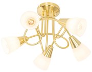 Klassieke plafondlamp goud met opaal glas 5-lichts - Inez