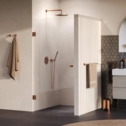 BRAUER Void Carving Nisdeur - 100x200cm - draaideur - glascoating - omkeerbaar - helder glas - geborsteld koper PVD GS-VOCN1H100200GK