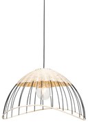 Oosterse hang en plafondlamp zwart met rotan - Treccia Pua