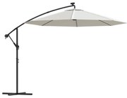 vidaXL Zweefparasol met LED-verlichting en metalen paal 300 cm zand