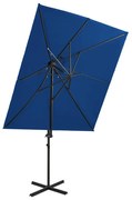 vidaXL Zweefparasol met dubbel dak 250x250 cm azuurblauw