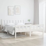 vidaXL Bedframe massief hout wit 120x190 cm 4FT Small Double