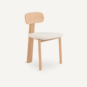 Eiken stoel, fineer en bouclette, Marais