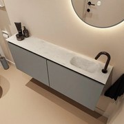 Mondiaz Ture DLux toiletmeubel 120cm smoke met wastafel opalo rechts met kraangat