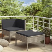 vidaXL 2-delige Loungeset met kussens poly rattan grijs