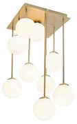 Moderne plafondlamp goud met opaal glas 9-lichts - Athens Modern G9 vierkant Binnenverlichting Lamp