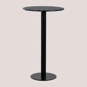 Ronde Hoge Bartafel In Marmer (ø60 Cm) Rocher Groen Marmer & Zwart - Sklum