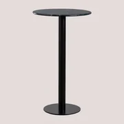 Ronde Hoge Bartafel In Marmer (ø60 Cm) Rocher Groen Marmer & Zwart - Sklum