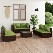 vidaXL 7-delige Loungeset met kussens poly rattan bruin