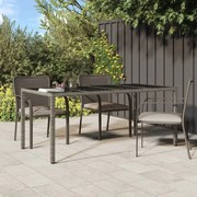 vidaXL Tuintafel 190x90x75 cm gehard glas en poly rattan grijs