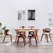 vidaXL Eetkamerstoelen 6 st gebogen hout en kunstleer crème