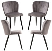 Pak 4 Fluwelen Luk Stoelen