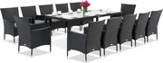 Milan/Grenada 12 technorattan tuinmeubelen met grote Garden Point tafel antraciet