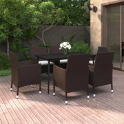 vidaXL 7-delige Tuinset met kussens poly rattan en glas