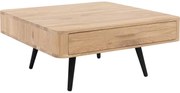 Goossens Salontafel Bjarte vierkant, hout eiken wit, stijlvol landelijk, 90 x 40 x 90 cm