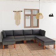 vidaXL 7-delige Loungeset met kussens poly rattan grijs