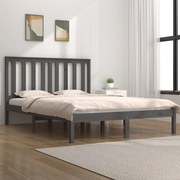 vidaXL Bedframe massief grenenhout grijs 135x190 cm 4FT6 Double