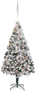 vidaXL Kunstkerstboom met LED's en kerstballen 180 cm PVC groen