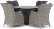 Tuinset Ronde Tuintafel 4 personen 120 cm Wicker Grijs Garden Collections Aberdeen/Graniet