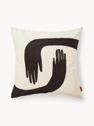 Handgeborduurde kussenhoes Pose van biologisch katoen