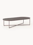 Ovale salontafel Antigua met glazen tafelblad in marmerlook, klein