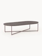 Ovale salontafel Antigua met glazen tafelblad in marmerlook