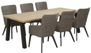 4 Seasons Outdoor | Luxor dining set met derby tafel  Tuintafel    houtkleur weerbestendig