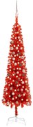 vidaXL Kerstboom met LED's en kerstballen smal 210 cm rood