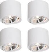 Set van 4 moderne plafondspots wit draai- en kantelbaar AR111 - Rondoo Up