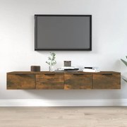 vidaXL Wandkasten 2 st 68x30x20 cm bewerkt hout gerookt eikenkleurig