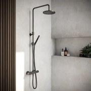 Hotbath Cobber thermostatische regendoucheset met 20cm ronde hoofddouche staafhanddouche ijzer verouderd SDS9AI