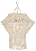 Eettafel / Eetkamer Landelijke hanglamp macramé 90 cm - Macra Landelijk E27 rond Binnenverlichting Lamp