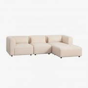 3-delige Modulaire Bank Met Poef Fogler Teddystof Crème Beige - Sklum