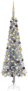 vidaXL Kerstboom met LED's en kerstballen smal 240 cm zilverkleurig