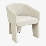 Jimena Gestoffeerde Fauteuil Stof Chenille Beige – Crème - Sklum