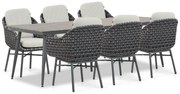 Tuinset 6 personen 240 cm Aluminium/wicker Grijs Santika Furniture Santika