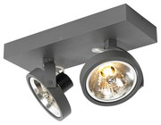 Design Spot / Opbouwspot / Plafondspot grijs verstelbaar 2-lichts - Go Design G9 Binnenverlichting Lamp