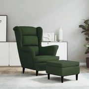 vidaXL Fauteuil met voetenbank fluweel donkergroen