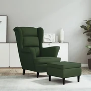 vidaXL Fauteuil met voetenbank fluweel donkergroen