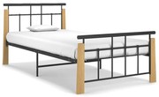 vidaXL Bedframe metaal en massief eikenhout 90x200 cm