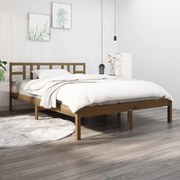 vidaXL Bedframe massief hout honingbruin 135x190 cm 4FT6 Double