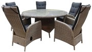 Riccione Menorca dining tuinset 150 cm rond verstelbaar 6-delig grijs