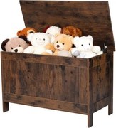 VEVOR Kinderspeelgoedbank met opbergruimte, houten speelgoedkist, opbergbank met veiligheidsscharnier, opbergkist voor speelkamer, woonkamer, hal, speelgoedbank, 754 x 389 x 480 mm, bruin