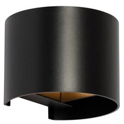 Moderne wandlamp zwart met lichteffect rond - Edwin