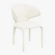 Arnoia Eettafel In Bouclé Stof Bouclé Wit - Sklum